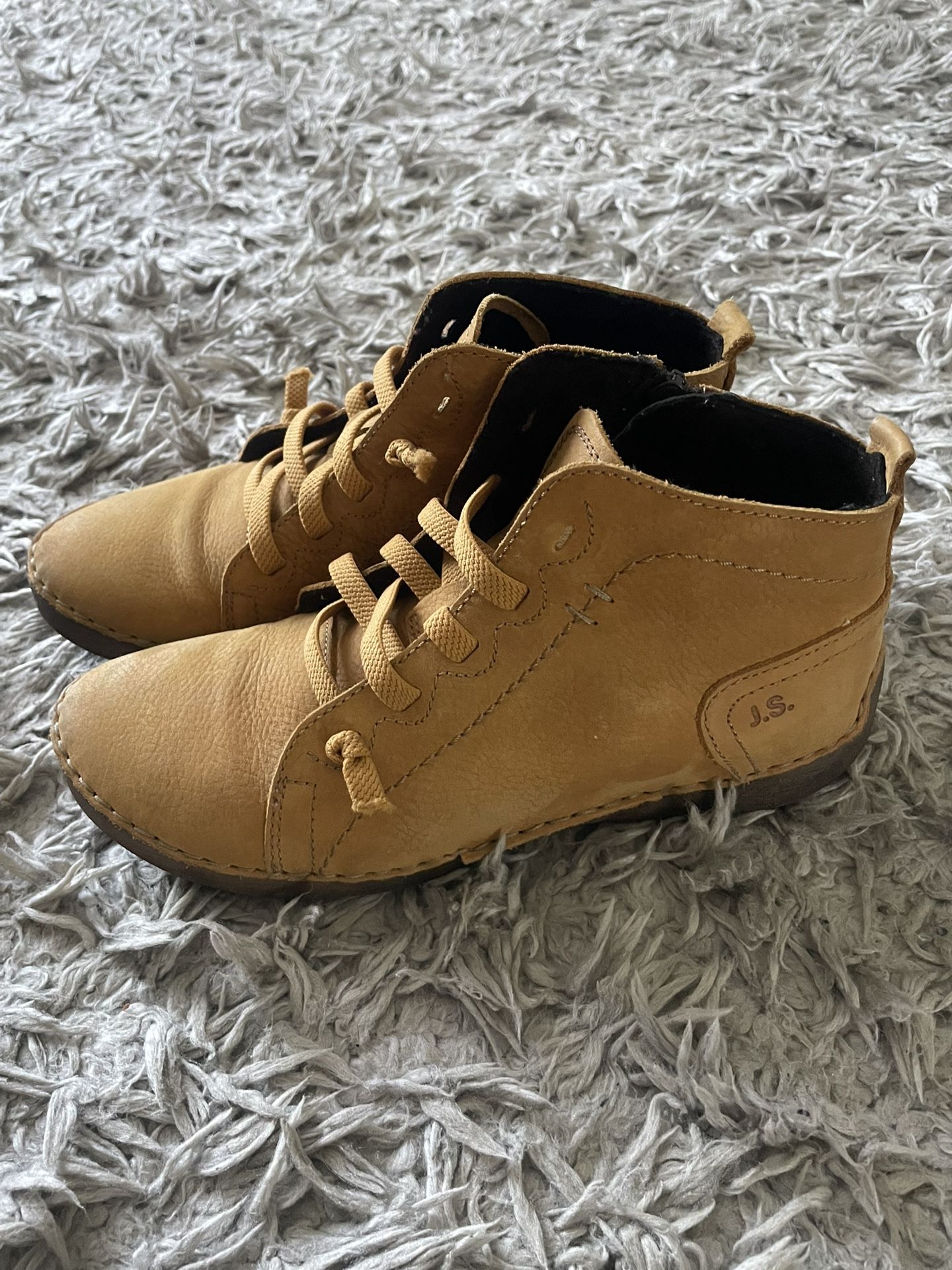 Josef Seibel Leather Slip On Ankle Boots Shoes Women Fall Yellow Brown Stylish