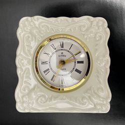 Antique Vintage Montrose Porcelain Mantle Quartz White Clock