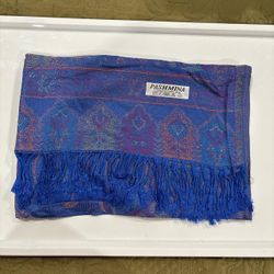 Royal Blue Pastel Multicolor Pashmina Shawl