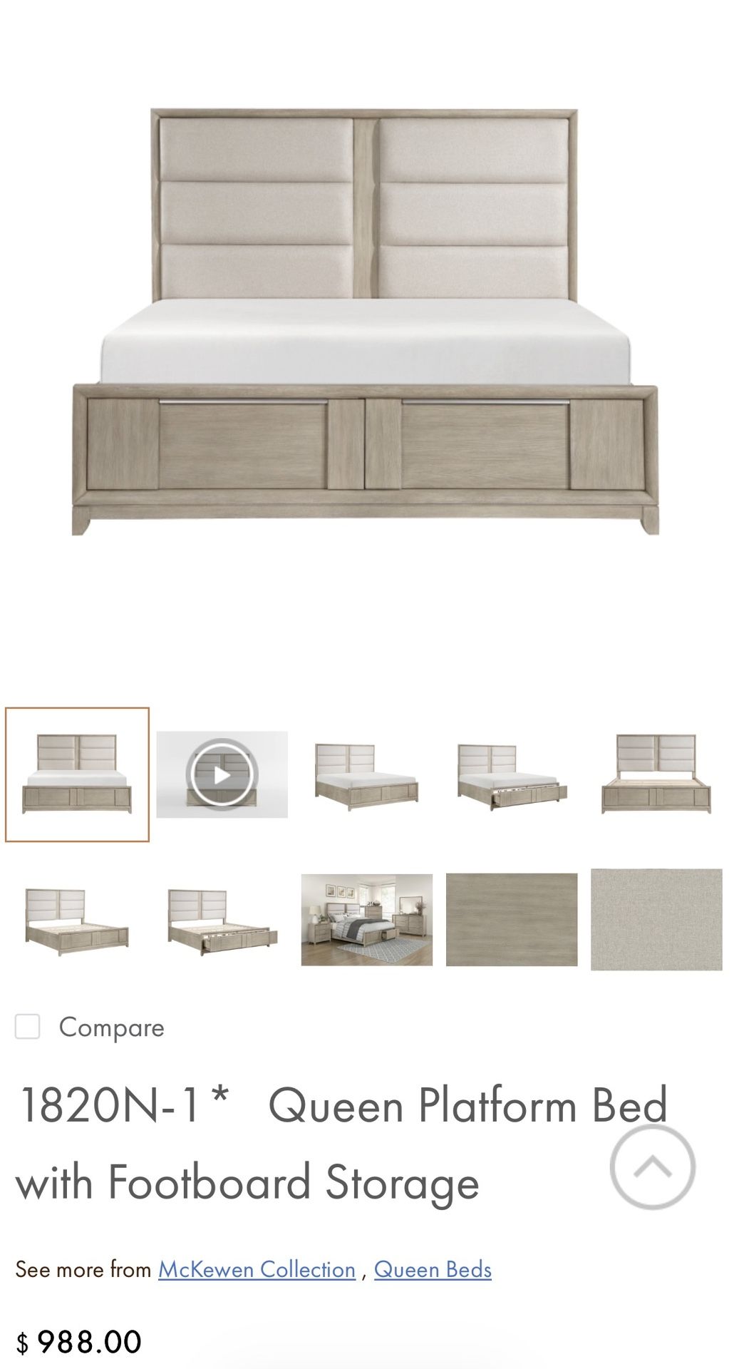 Queen Platform Bed with Footboard Storage