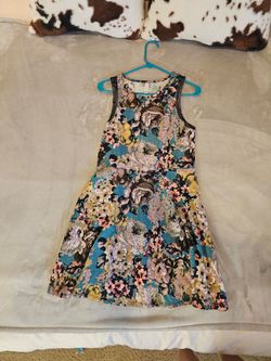 Floral Sleeveless A-Line Dress (Size:large)