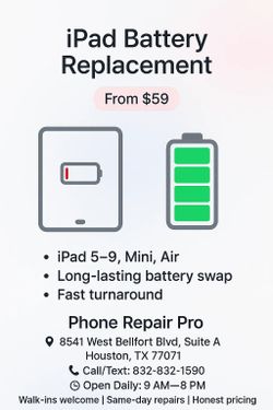 📲 iPad Battery Replacement – Fix Charging or Dying Tablets – $59+