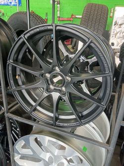 18x8 5x114 black matte rims on new tires 225 40 18