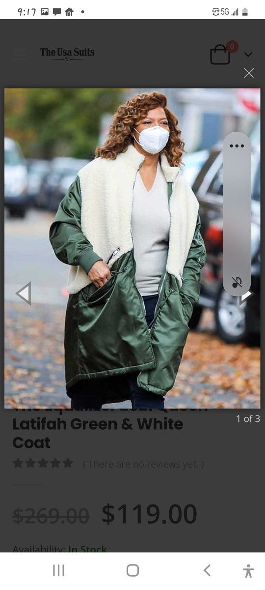 Coat Queen Latifah Brand, Size 2x, Jade Green & cream Color.