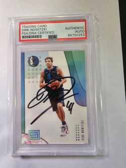 Dirk nowitzki signed status card psa certified