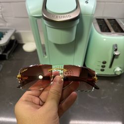 Cartier White Buffs With Red Diamond Cut Lenses 