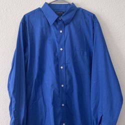 Long Sleeve Button Up Dress Shirt Sz 17 1/2 Blue 