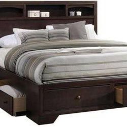 Brand New Espresso Spacious Storage Bed
