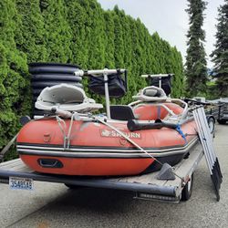 Fishing Raft With Flat Bed Trailer 