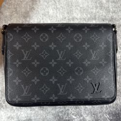 Louis Vuitton Black Messenger Bag with Monogram