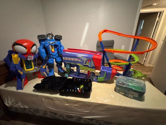 Large Kids Toy Lot – Hot Wheels, Spider-Man & Batman Playsets