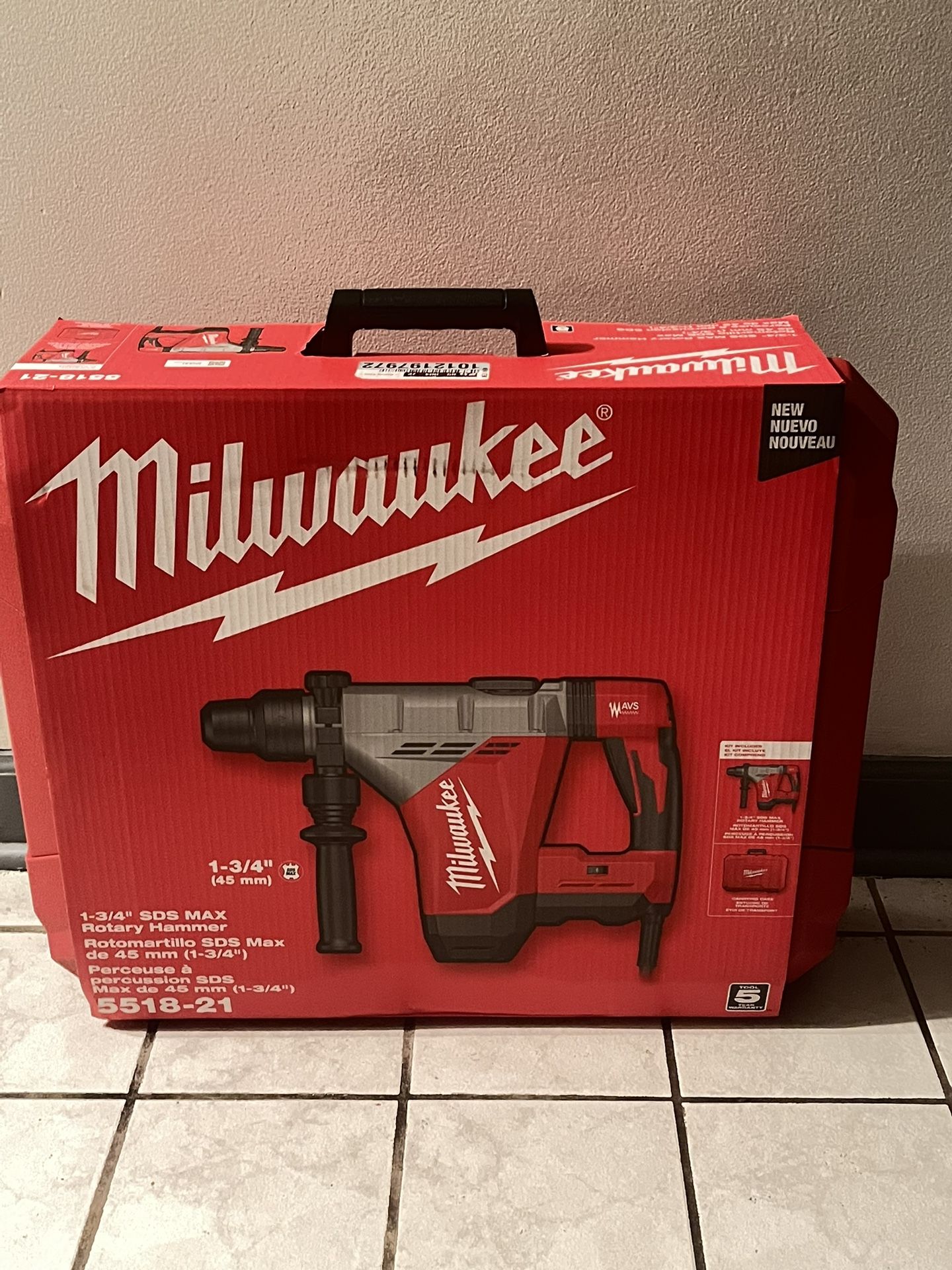 Milwaukee New Corded 1-3/4” Sds Max Rotary Hammer