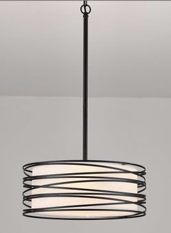 ⭐ Special Price ⭐ -   Modern 15.7” Black Drum Chandelier – 4-Light Pendant for Dining & Kitchen