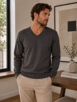 J.Crew Men’s Gray 100% Cotton V-Neck Sweater Size M Lightweight Classic
