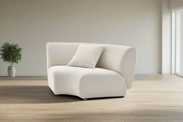 Castlery Auburn Chalk Beige Performance Boucle Curve Corner Sofa Couch FFE258-444