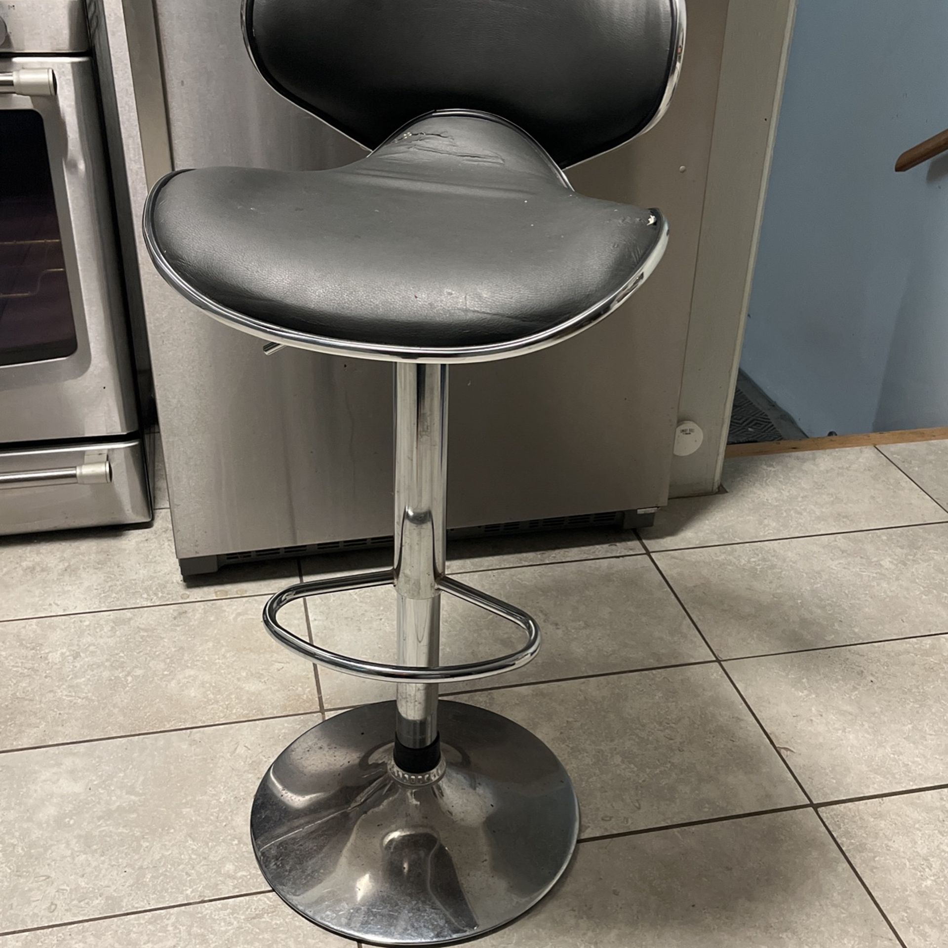 Grey Leather Stool