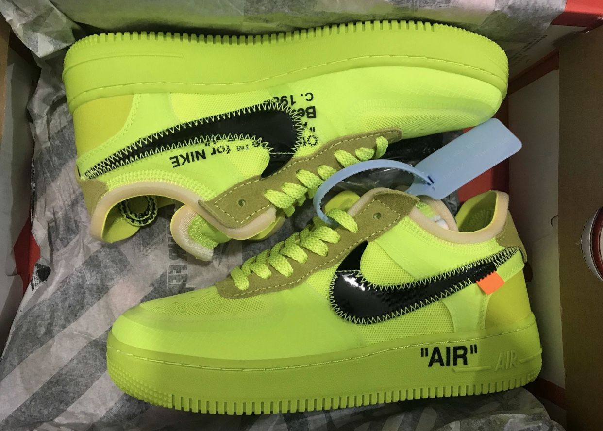 off white neon green air forces