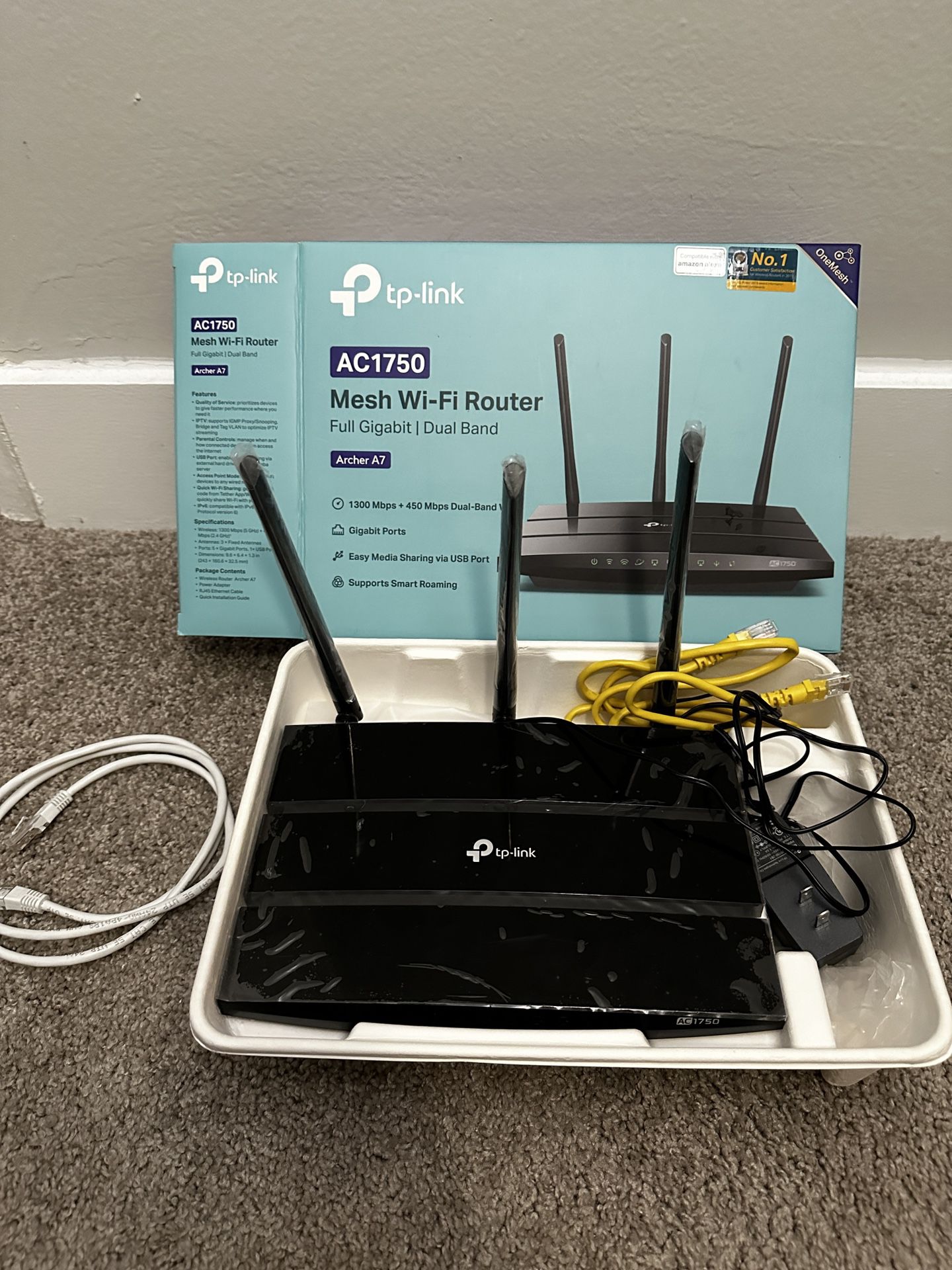 TP-Link Archer C7 AC1750 Wireless Dual Band   Router with AC/Cat 5 Grade A