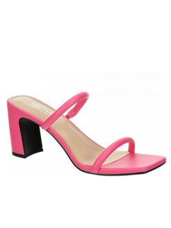NIB • Michael Shannon Hot Pink Double Strap Block Heel Sandal Size 7