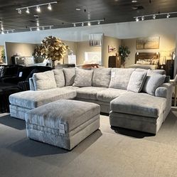 Light Grey 2pc Chaise Sectional Couch