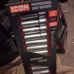 1/2 Drive Professional Deep Sockets By ICON * BRAND NEW*