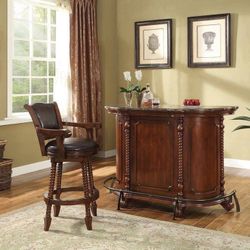 Brand New Warm Brown Bar Unit Marble Top