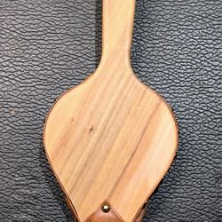 Long handled solid wood and leather fireplace bellows