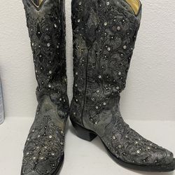 Gray Women’s Rhinestone Boots 