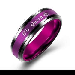 "His Queen" Stainless Steel Promise Ring.