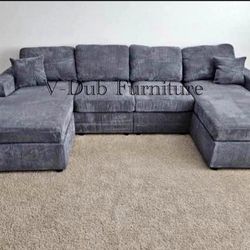 Grey double chaise sectional