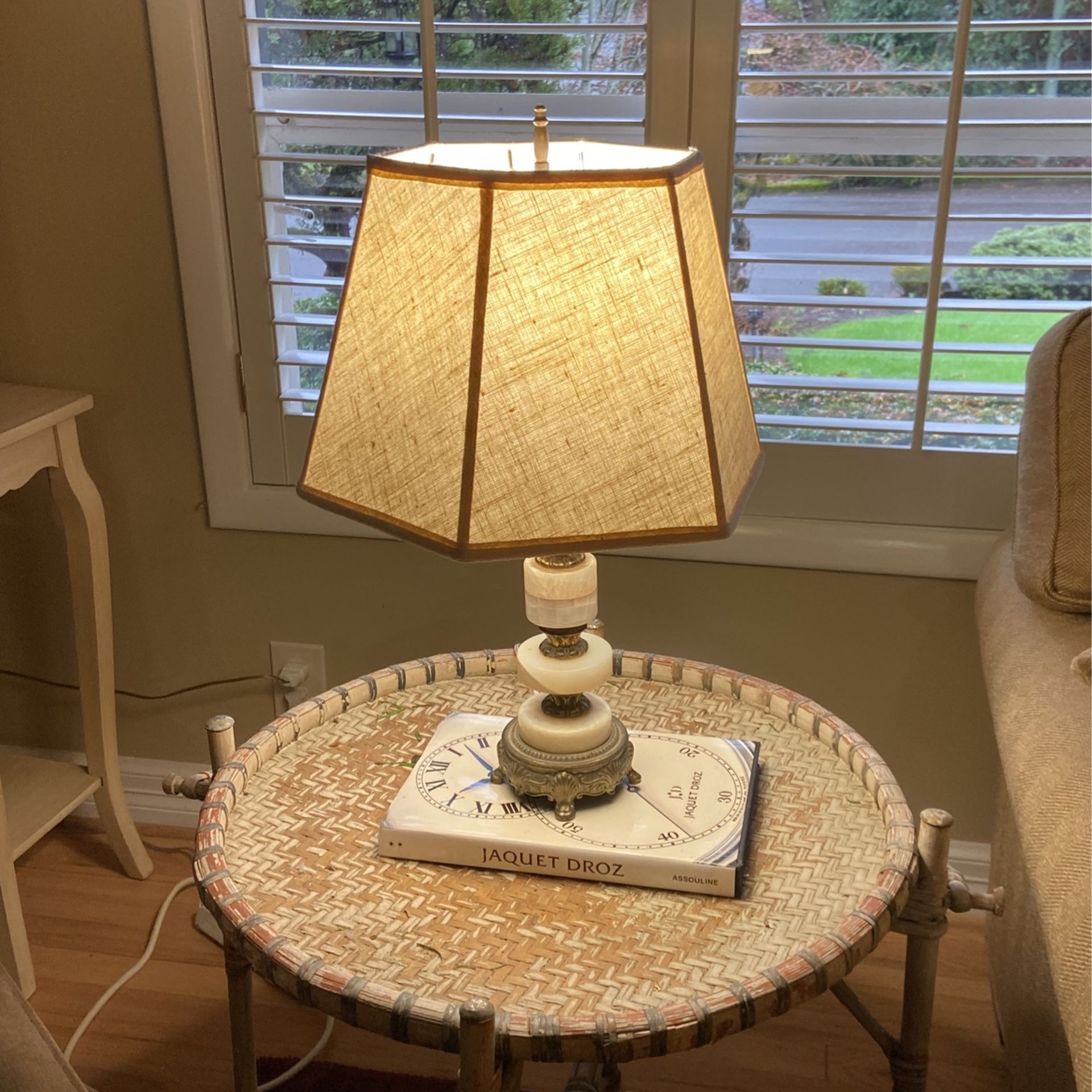 Antique Alabaster Side Lamp