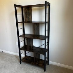 4-Tier Vintage Industrial Bookcase, Ladder/Display Shelf 