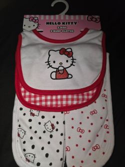Hello Kitty bibs and burp cloths set