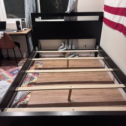 Real Wood Queen Bed Frame & Bookcase