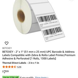 BETCKEY - 2" x 1" (51 mm x 25 mm) UPC Barcode & Address Labels