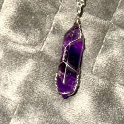 Wire Wrap Amethyst Crystal Pendant 