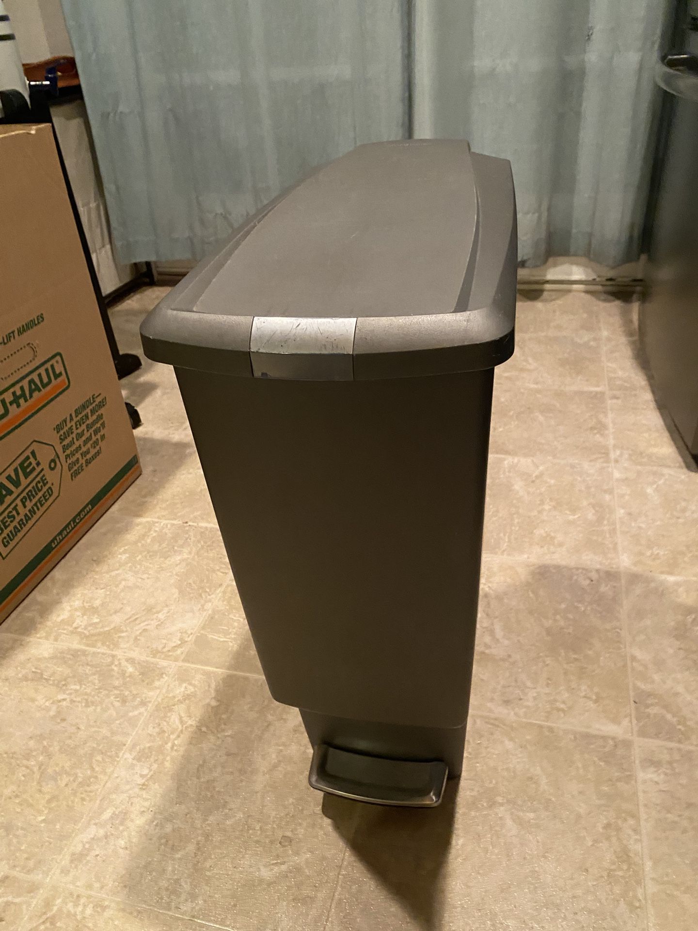 Slender Pewter Color Simple Human Garbage Can