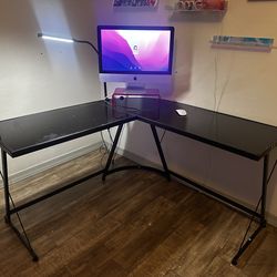 Black L shaped desk