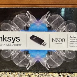 Linksys Wireless-N USB Adapter N600 Dual Band.  New, in box