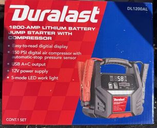 Duralast 1200-Amp Lithium Battery Jump Starter with Compressor