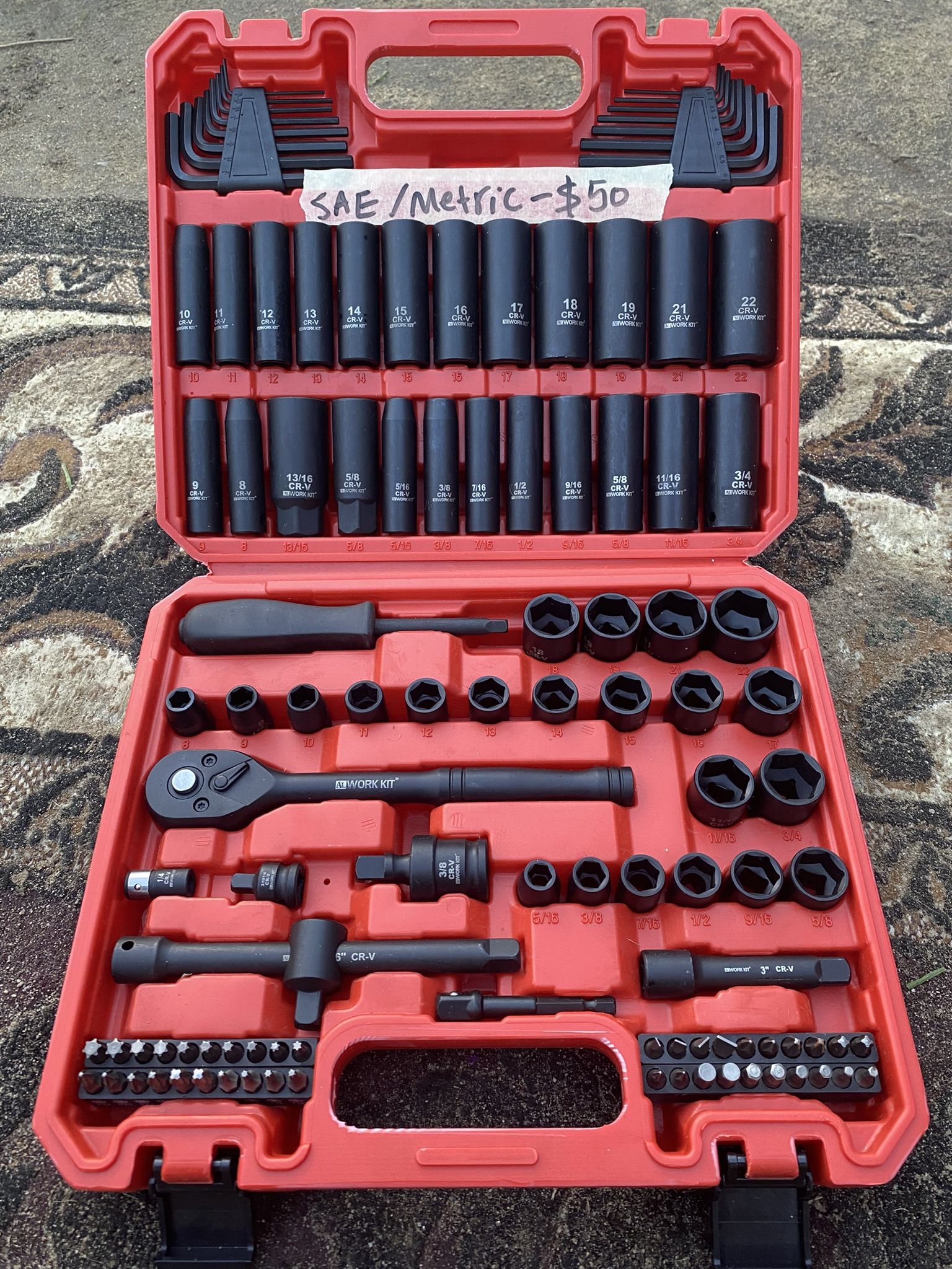 3/8" Drive Impact Socket Set, SAE/Metric,
