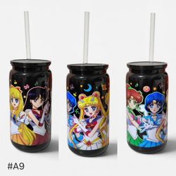 Sailor Moon Acrylic Plastic Tumbler Cup 16oz Black