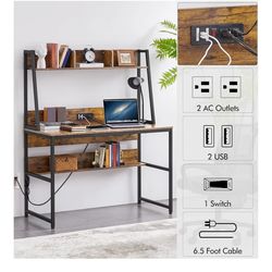Computer Desk with Plug ins and Shelves