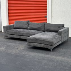 FREE DELIVERY - Sectional Sofa Couch Chaise - MCM Modern - Gray - Retail $2.3k