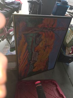 Large Framed Abstract Oil Painting