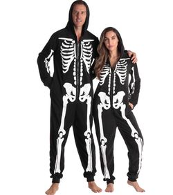 $22 Medium Unisex Skeleton Onesie Halloween Costumes for Adult - Comfortable Fleece Fabric with Cozy Hooded