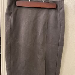 Gray Suede Pencil Skirt 