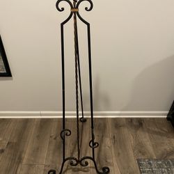 Vintage Hand-Forged Wrought Iron Display Easel – Heavy Duty Scroll Design 
