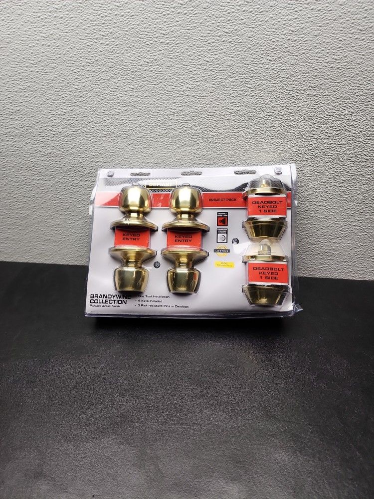 Defiant Brandywine Polished Brass Single Cylinder Keyed Entry Project PACK COMBO