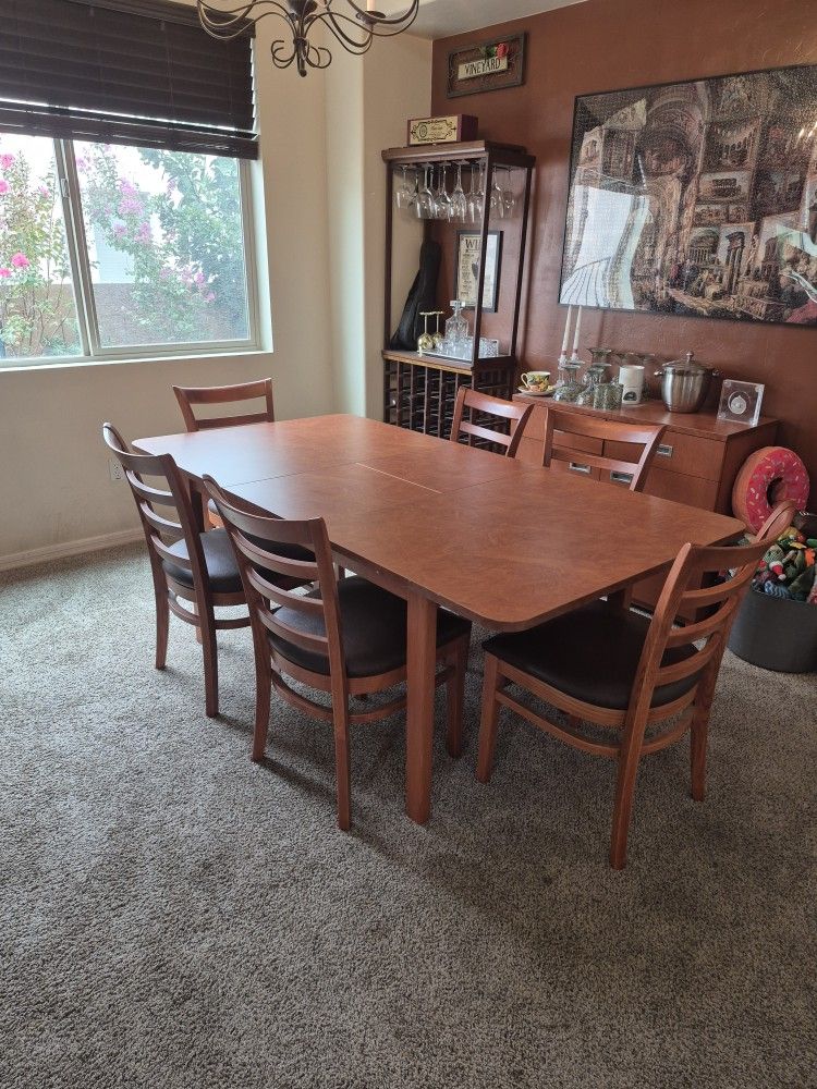Table, buffet, and 6 chairs